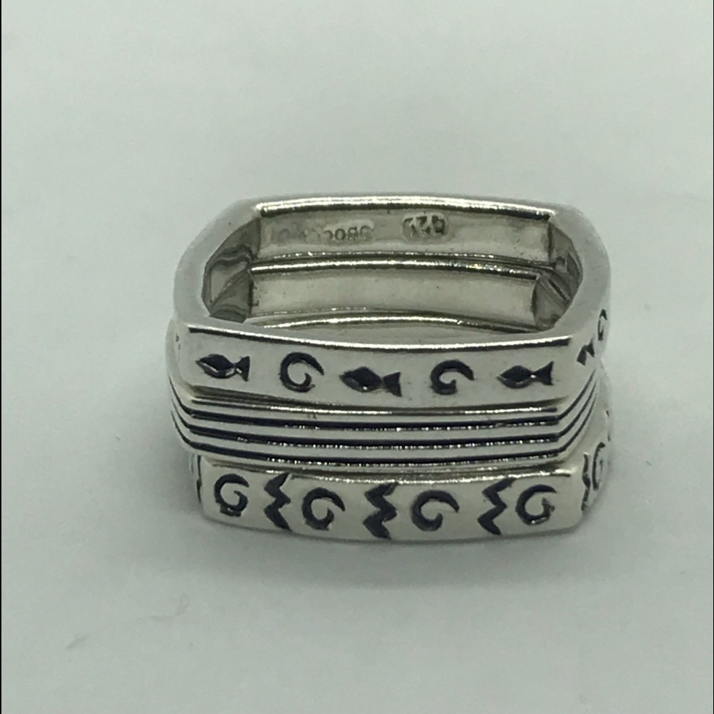 925 Sterling Silver Obocco Trio Stackable Ring - image 3